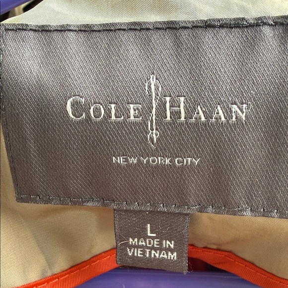 Cole Haan Womens Packable Trench Khaki Tan Versatile Hooded Rainwear Size L - Picture 3 of 12
